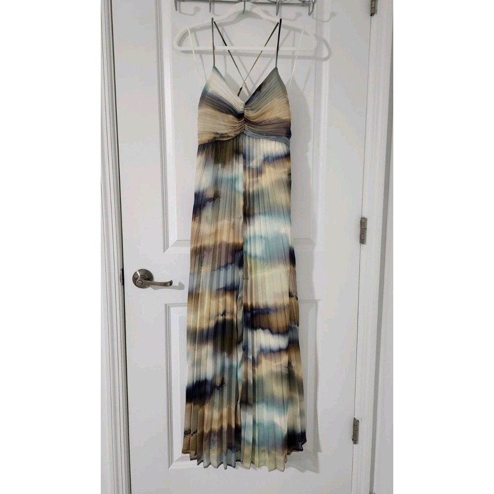 Express Women's Pleated V-Neck Sleeveless Lined Maxi Dress Size XS